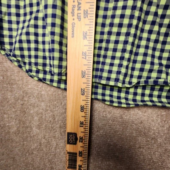 BUGATCHI UOMO Mens Gingham Check Long Sleeve Button Down Shirt Green Navy Blue - Picture 4 of 8